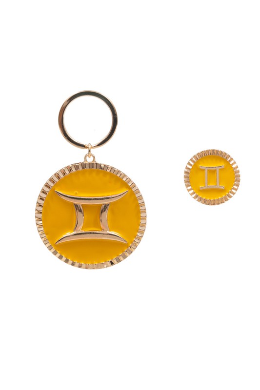 ZODIAC ASTROLOGY ENAMEL KEYCHAIN