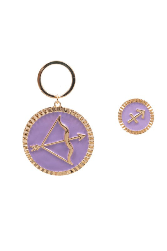 ZODIAC ASTROLOGY ENAMEL KEYCHAIN