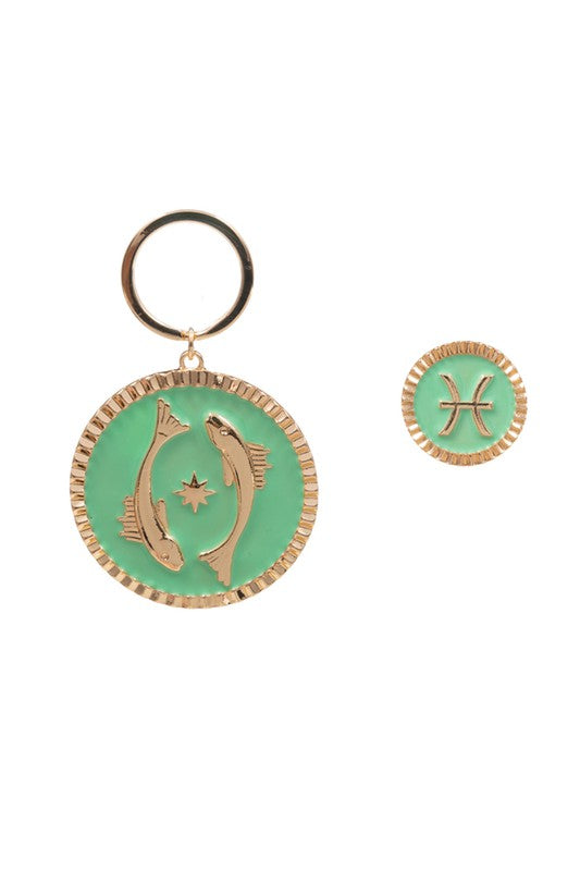 ZODIAC ASTROLOGY ENAMEL KEYCHAIN