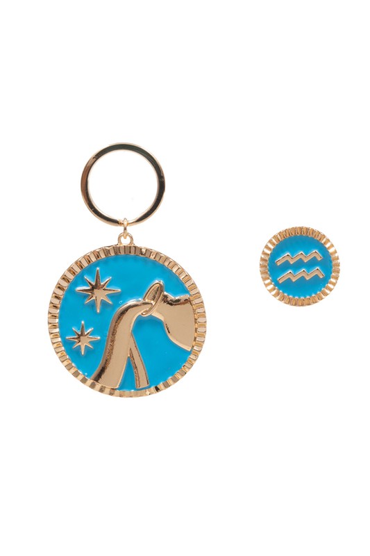 ZODIAC ASTROLOGY ENAMEL KEYCHAIN