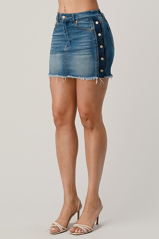 SIDE STRIPE DENIM SKIRT