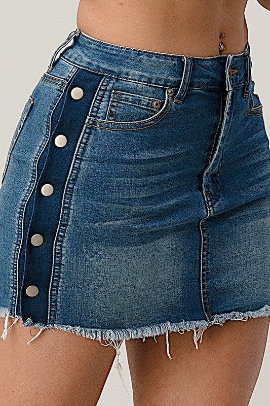 SIDE STRIPE DENIM SKIRT