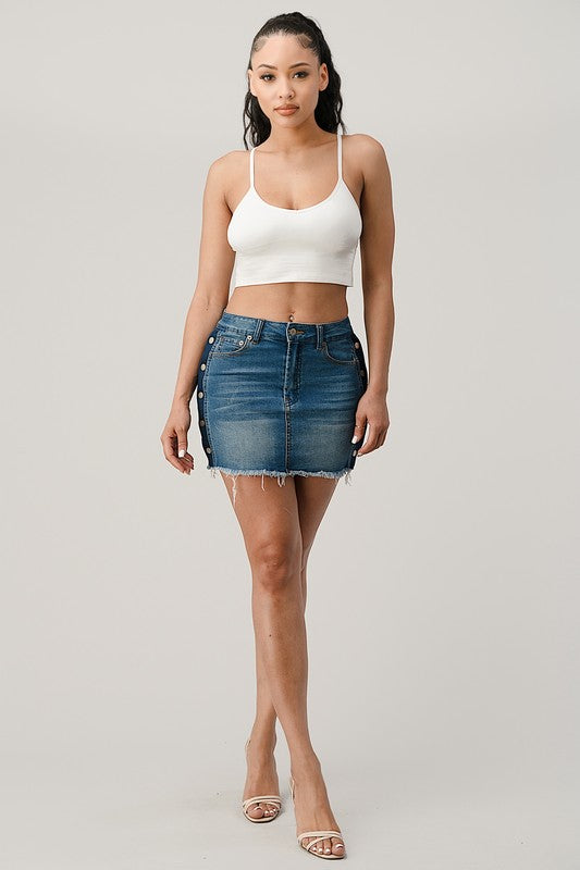 SIDE STRIPE DENIM SKIRT