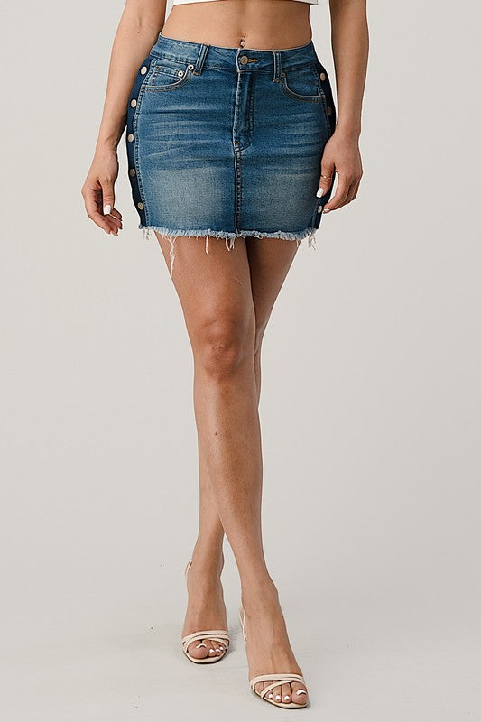 SIDE STRIPE DENIM SKIRT