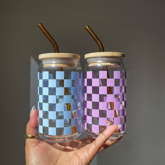 CHECKERED GLASS CUP