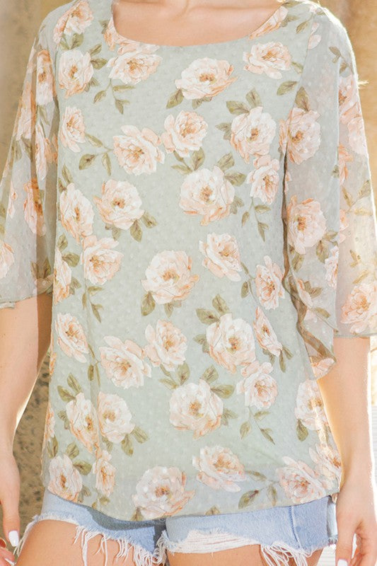 FLORAL SPLIT SLEEVE TOP