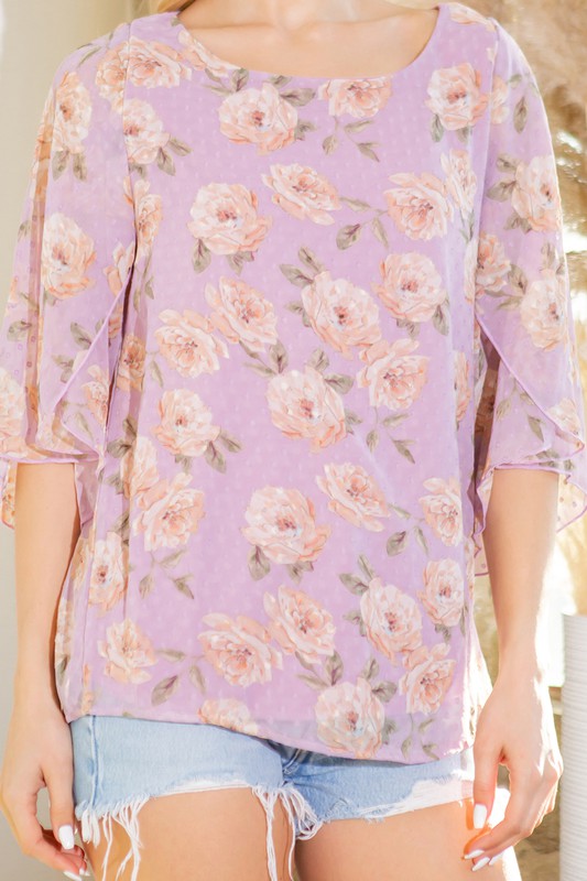 FLORAL SPLIT SLEEVE TOP