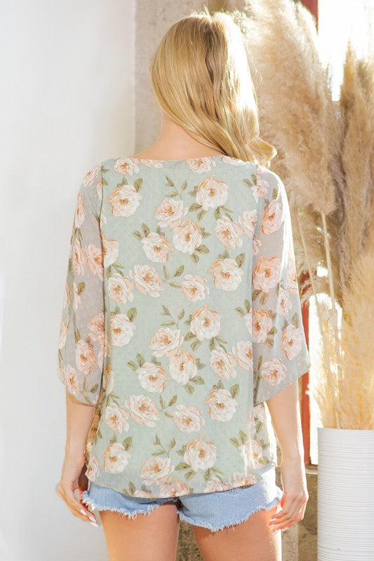 FLORAL SPLIT SLEEVE TOP