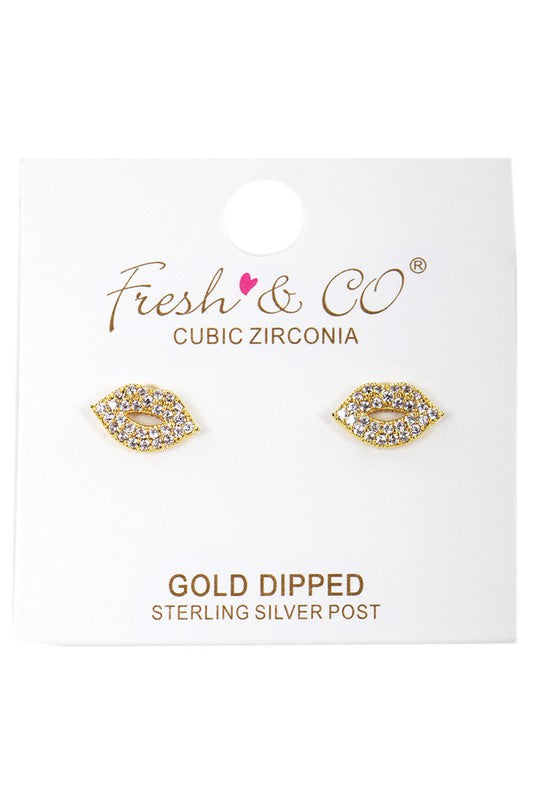 CZ GOLD DIPPED LIP STUDS