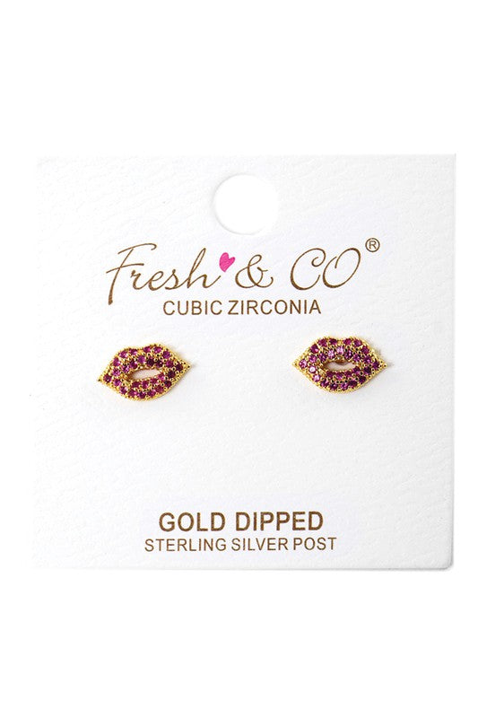 CZ GOLD DIPPED LIP STUDS