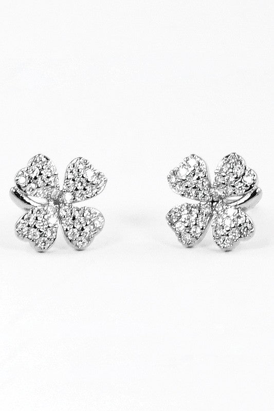 CZ GOLD-DIPPED CLOVER EARRINGS