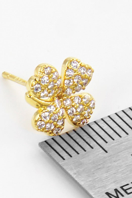 CZ GOLD-DIPPED CLOVER EARRINGS