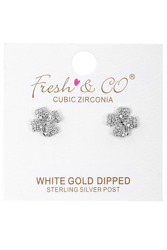 CZ GOLD-DIPPED CLOVER EARRINGS