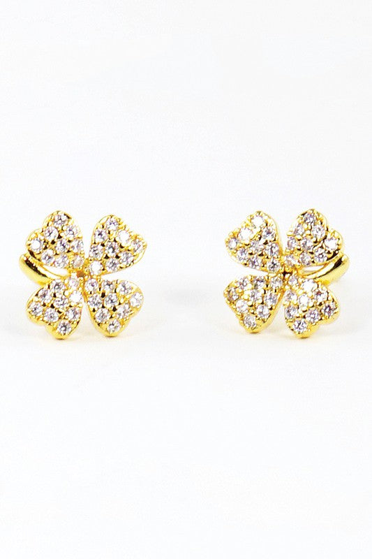 CZ GOLD-DIPPED CLOVER EARRINGS