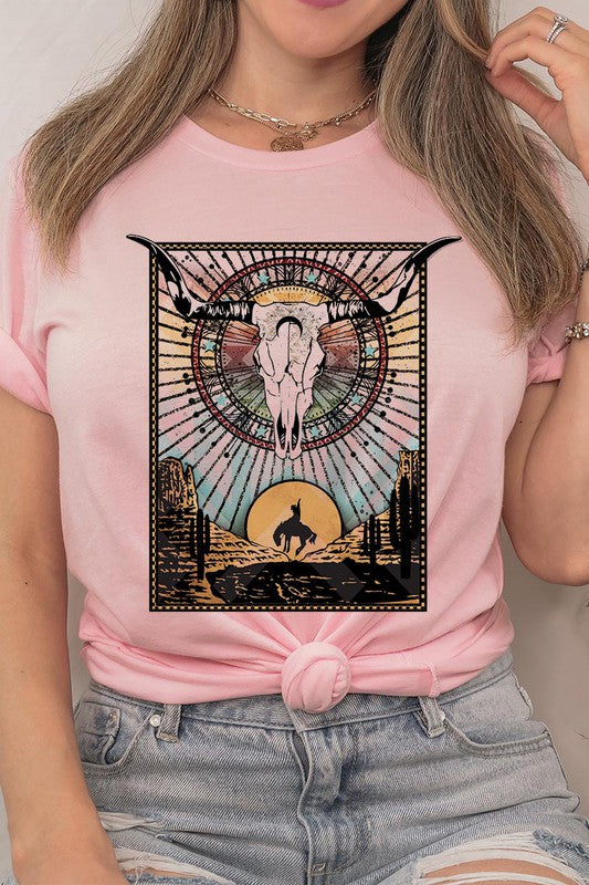 PLUS SIZE BULL SKULL WESTERN TEE