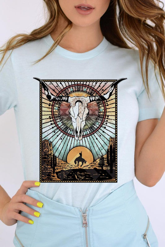 PLUS SIZE BULL SKULL WESTERN TEE