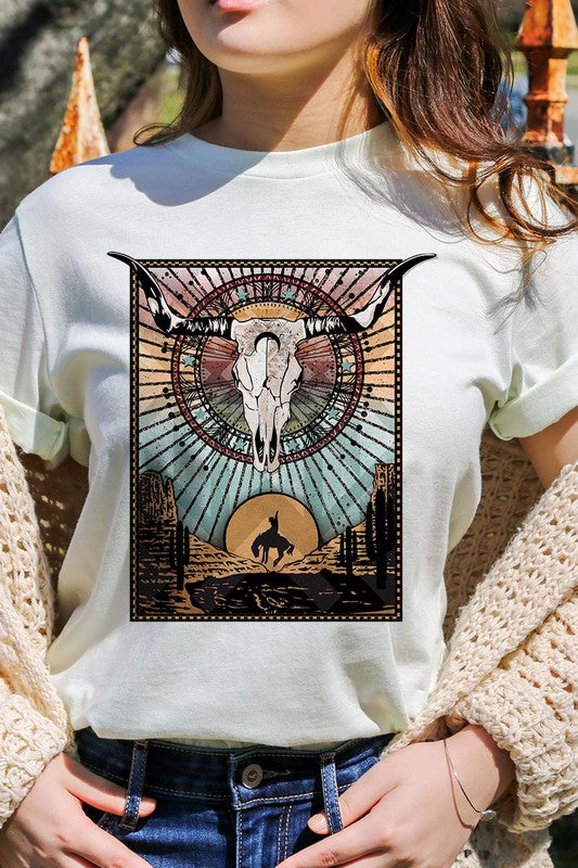 PLUS SIZE BULL SKULL WESTERN TEE