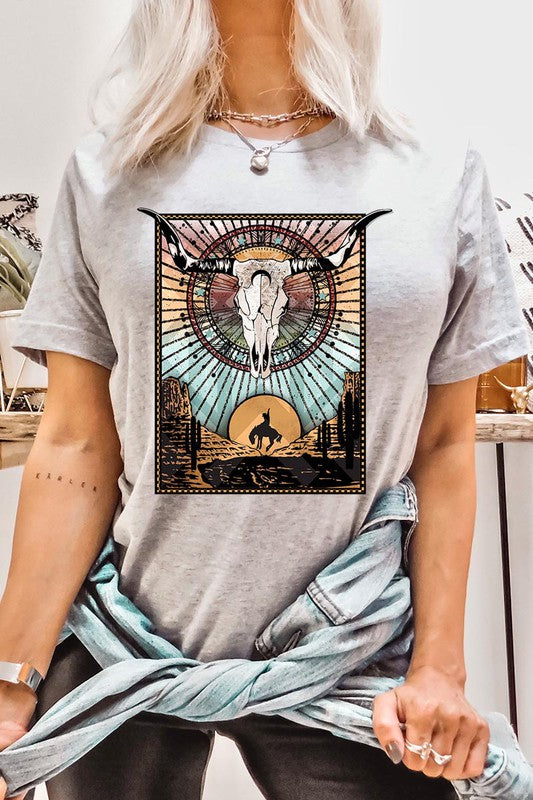 PLUS SIZE BULL SKULL WESTERN TEE