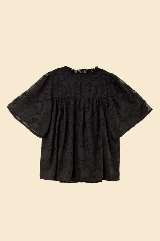 ABBY BLOUSE WITH RUFFLE TRIM