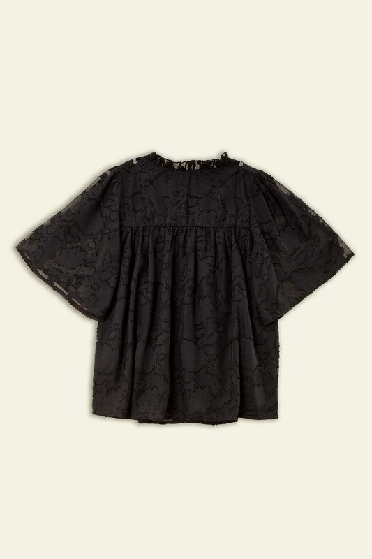 ABBY BLOUSE WITH RUFFLE TRIM