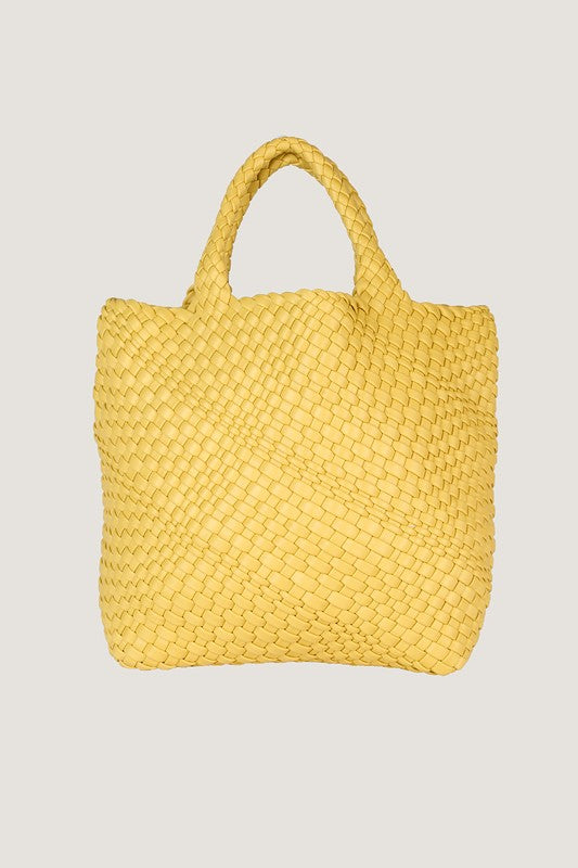 VEGAN LEATHER WEAVED TOTE