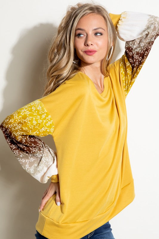 PLUS SIZE OMBRE TIE DYE VOLUME SLEEVE TOP