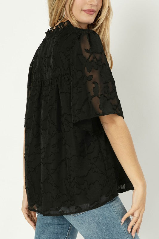 ABBY BLOUSE WITH RUFFLE TRIM