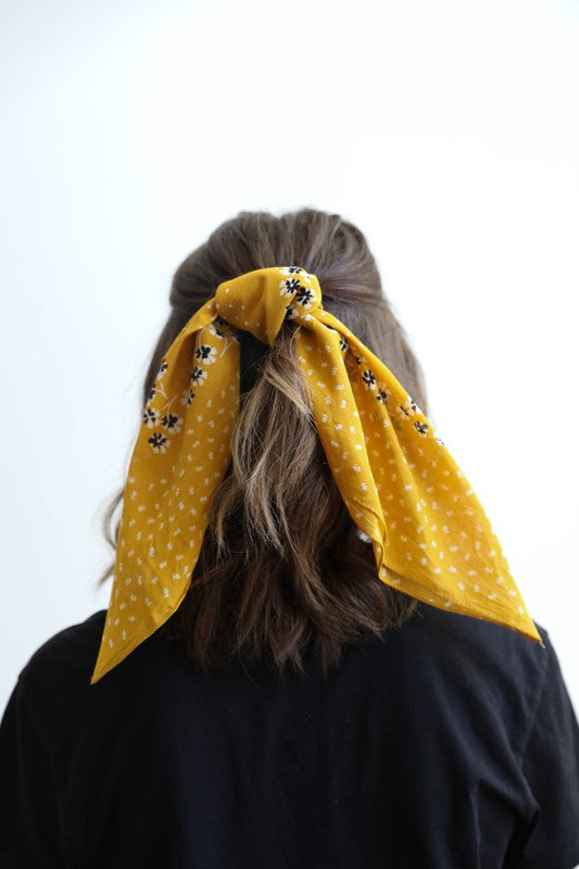 DOT AND FLORAL BANDANA SCARF