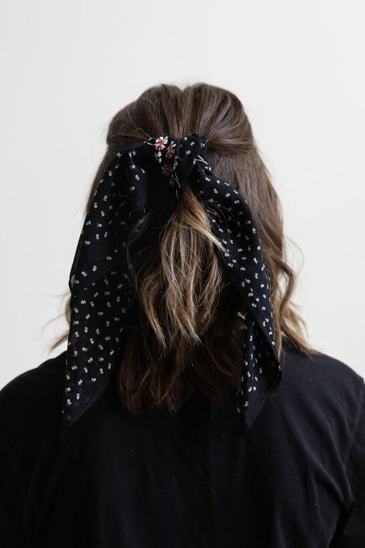 DOT AND FLORAL BANDANA SCARF