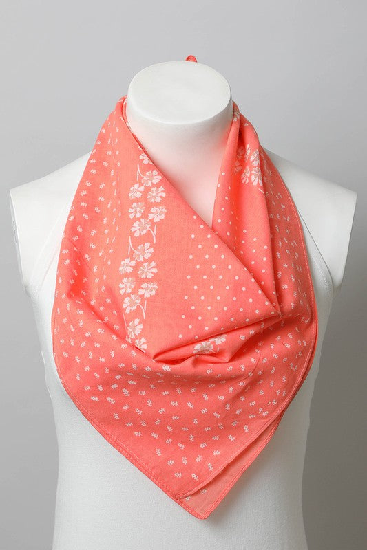 DOT AND FLORAL BANDANA SCARF