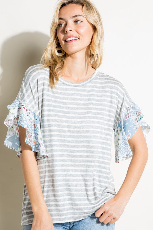 PAISLEY RUFFLE TOP