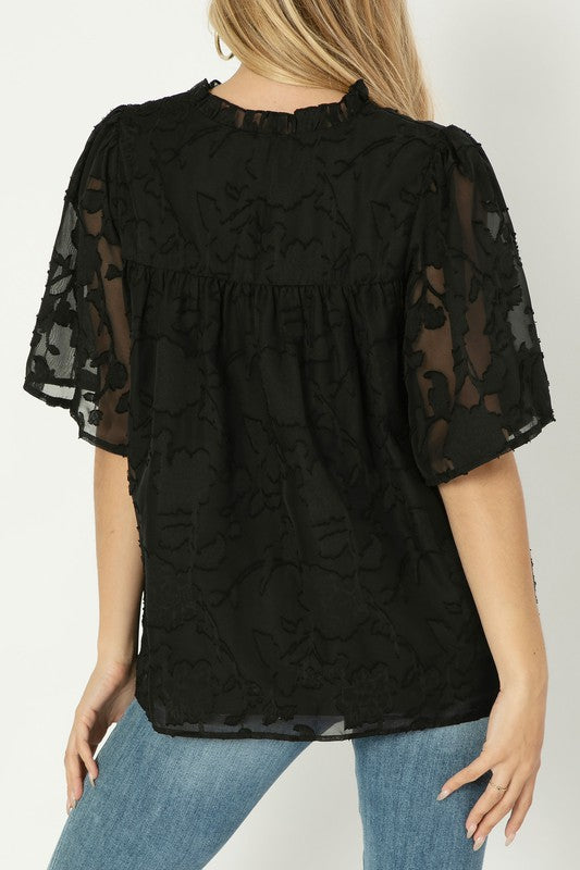 ABBY BLOUSE WITH RUFFLE TRIM